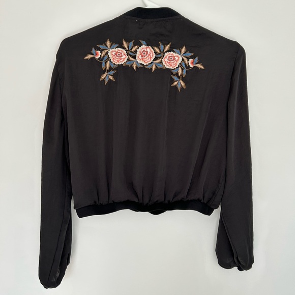 Zara Black silky top with embroidery, size M - Picture 1 of 6